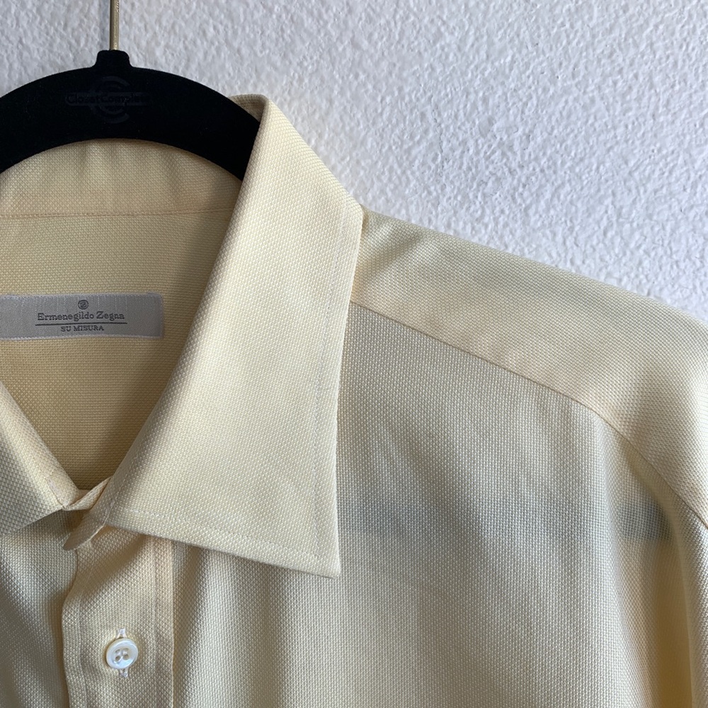 17/38 Ermenegildo Zegna Su Misura Yellow Shirt - Picture 3 of 6